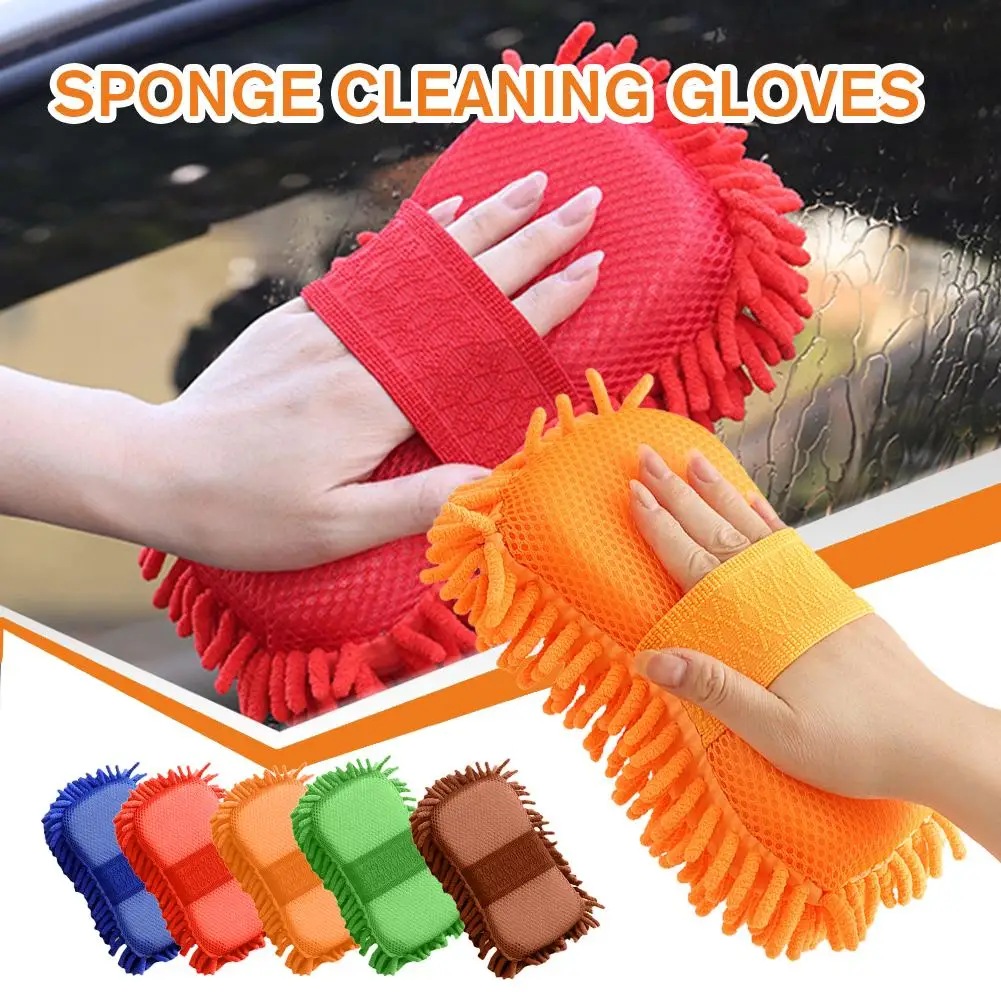 Premium Chenille Microfiber Car Wash Mitten Scratch-Free Glove Cleaning Ultra Care Car Washing Towel Sponge Car Absorbent G6Q5