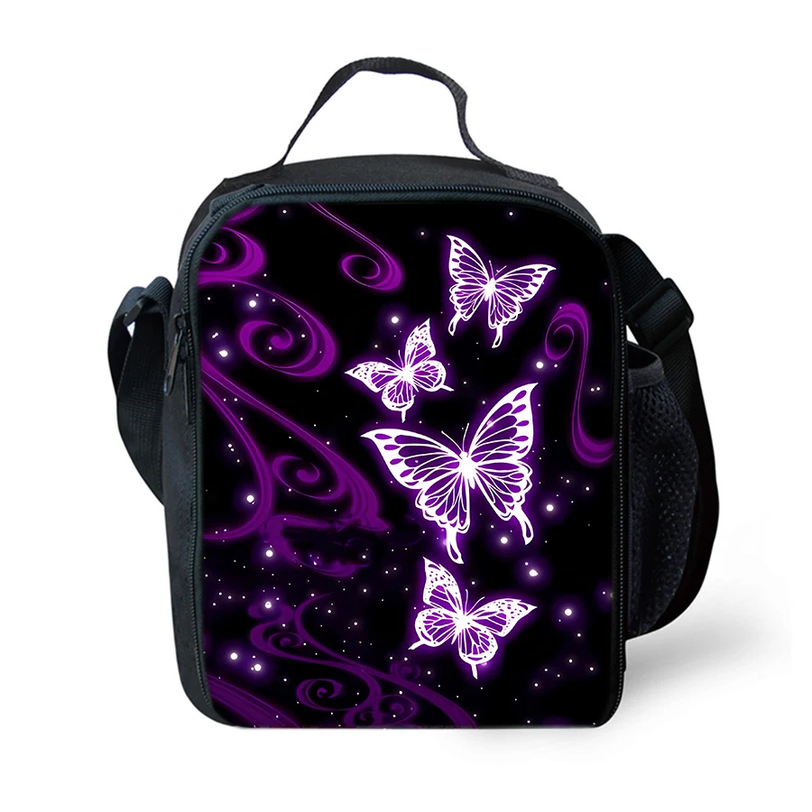 Cartoon Butterfly Shoulder Strap Insulated Lunch Bags Women Kids Picnic Food Preservation Lunch Box Bag Thermal