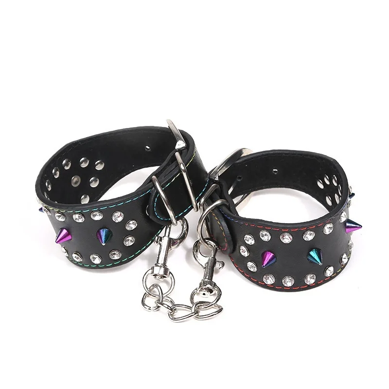 

TleMeny Bondage Restraint Fetish Slave Rhinestones Rivets Handcuffs Adult Erotic Sex Toys For Woman Couples Games Sex Products