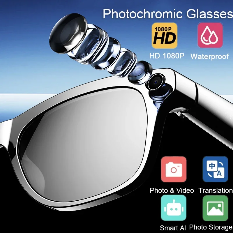 XIAOMI 1080P HD AI نظارات فوتوكروميك ذكية GPT كاميرا بلوتوث دعوة 260 Mah بطارية صوت مساعد التحكم النظارات الذكية