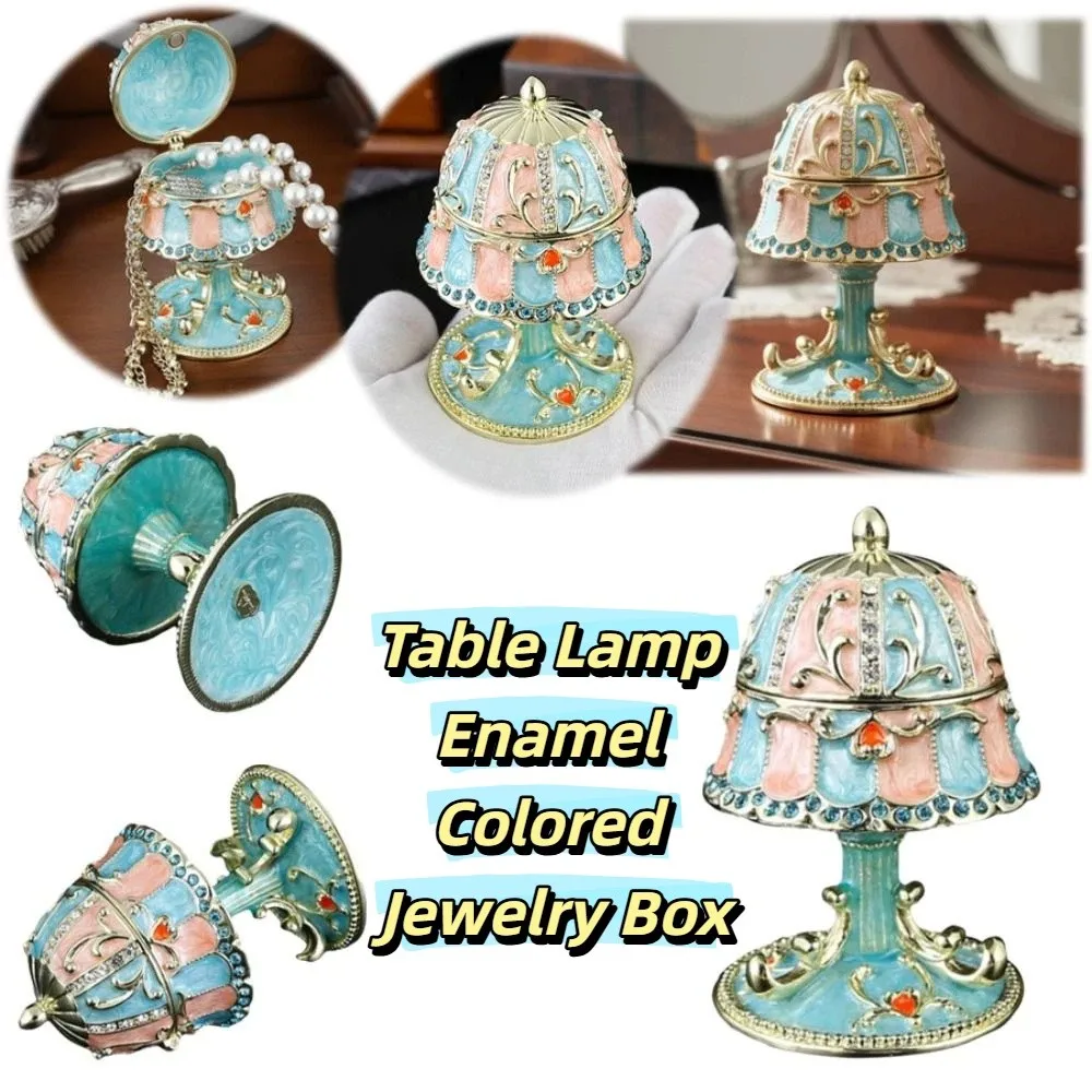 Luxury Enamel Enamel Jewelry Box Hand-Painted Enamel Metal Diamond Home Storage Ornament Exquisite Design Crystal Rhinestones
