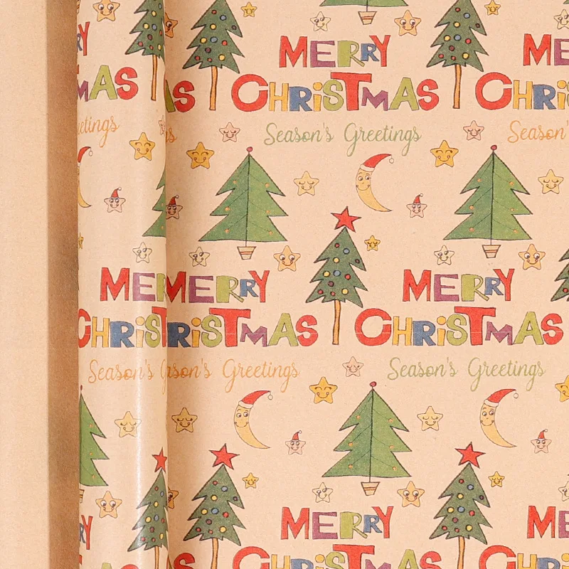 Christmas Wrapping Paper Roll Kraft Gifts Wrap Holiday Birthday Xmas Party Decorations Winter Festival Bouquet Flower Decor
