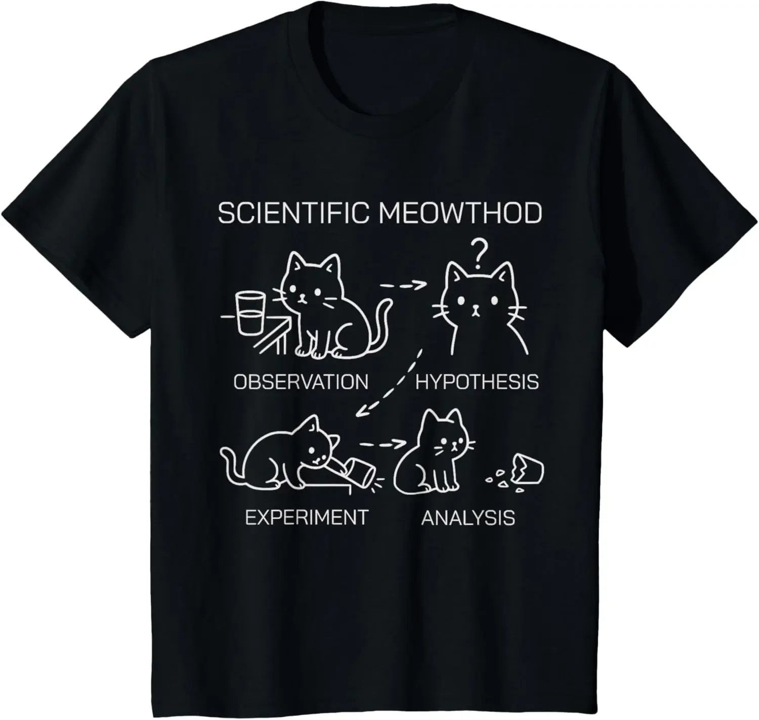 Science Cat Language Fun Science Cat Teacher Student Cool T-shirt Casual Printed T-shirt Top Women Clothing Fashion Personality