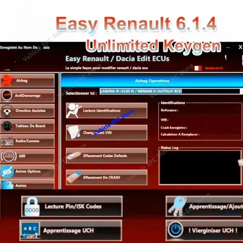Easy Renault 6.1.4 Key Maker Dacia Edit Ecu for Renault Programmer Clear Crash Airbag Card Keys UCH Cleaner WORK with Renolink