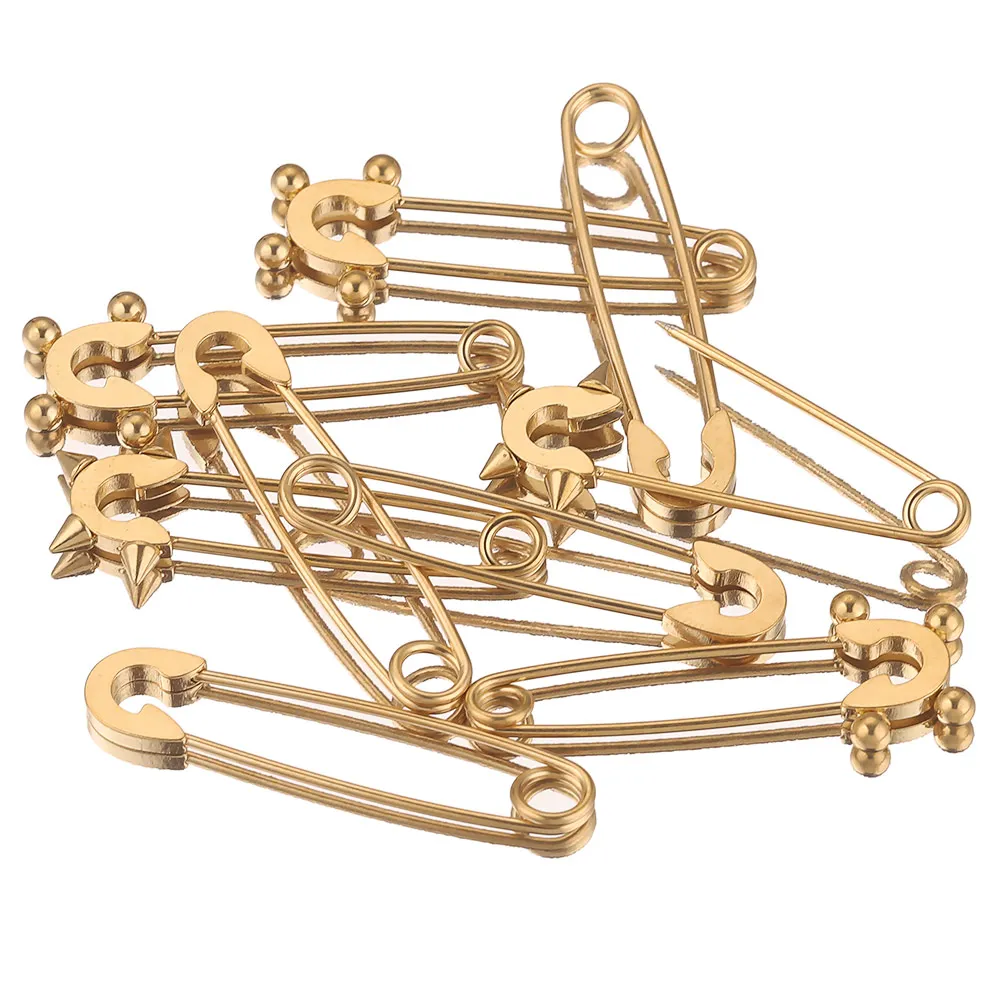 5pcs Stainless Steel Safety Pins Pins for Clothes Sewing Brooch Gold Plated DIY Badge Craft Findings Jewelry Making Supplies