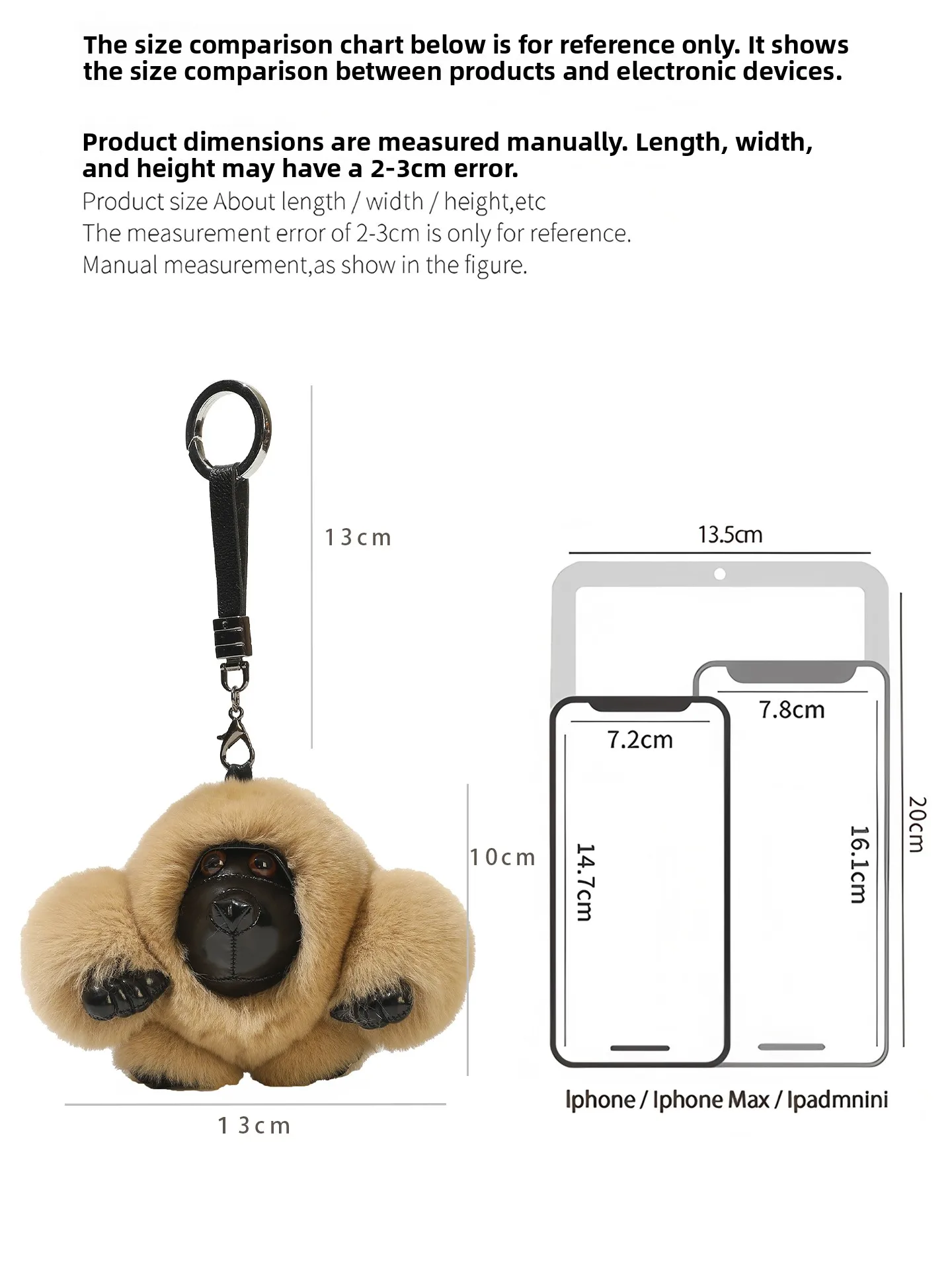 Adorable Plush Gorilla Keychain Bag Charm Cute Rabbit Fur Monkey Toy Doll Bag Pendant Decorative Accessory by Qiu Xiaojiang