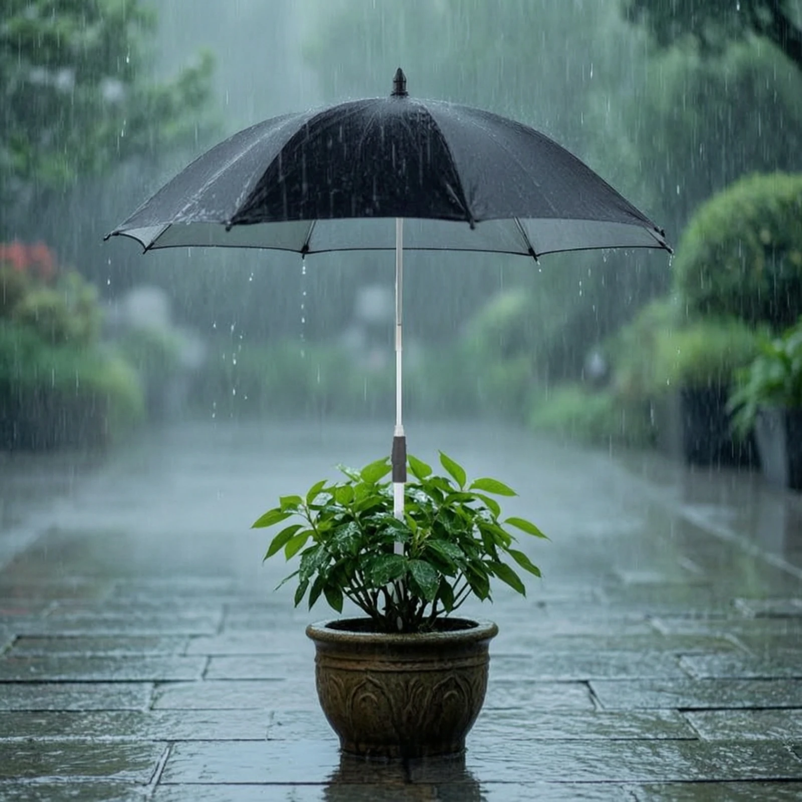 Plant Umbrella with Ground Spike Telescopic Plant Shade Umbrella with Stake Outdoor Lightweight for Gardeners, Flower Beds