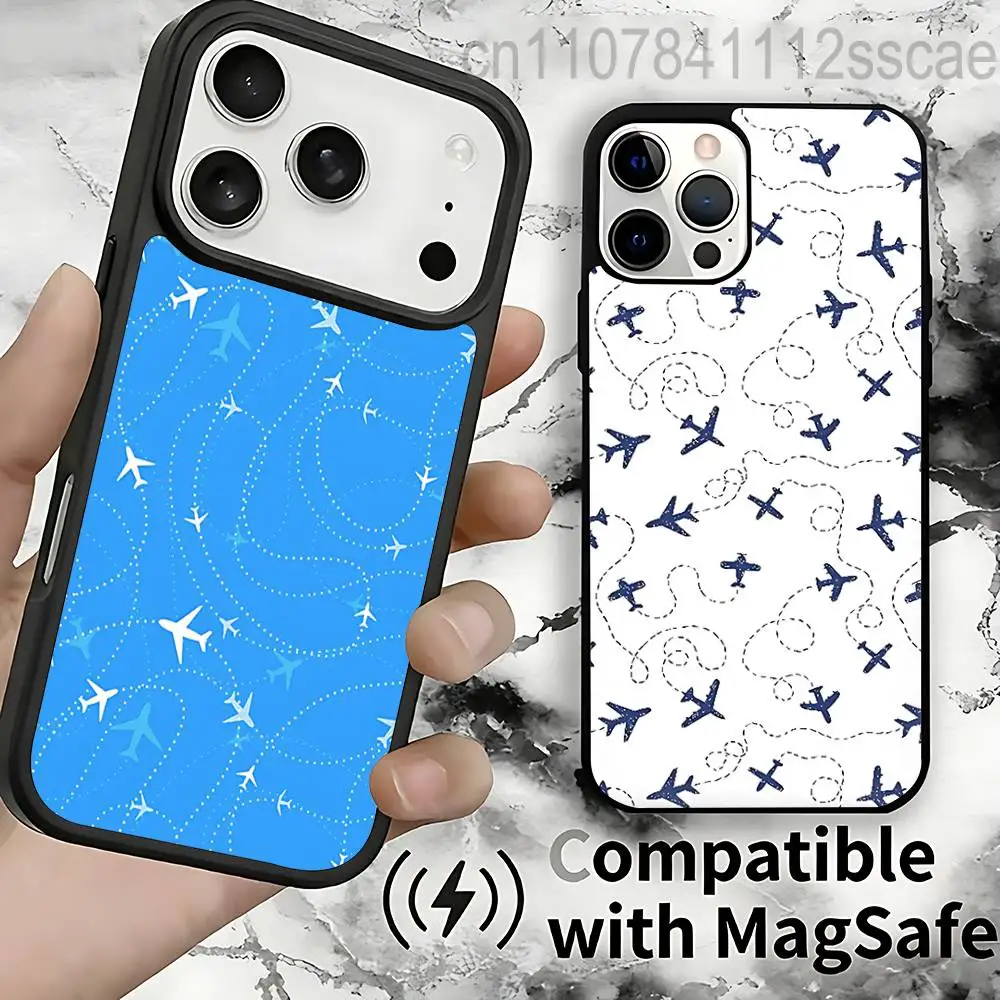 

Защитный магнитный чехол Travel Air Route Pattern для IPhone 17,16,15,14,13,12,11, Pro, Max, Plus, Mini, SE4, E