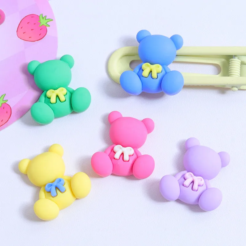 10Pcs Kawaii Cartoon Small The Bear Resin DIY Shoes Hat Icebox Barrette Mobile Phone Case Scrapbook Cream Glue Flat Back Resin