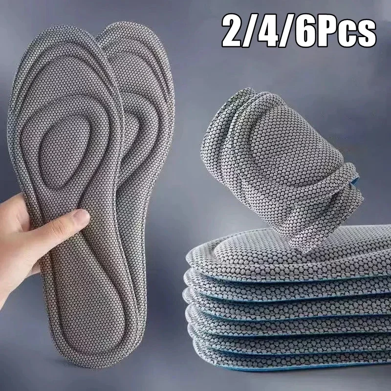 

2/4/6Pcs Memory Foam Insoles Nano Antibacterial Shock Absorption Sports Shoes Orthopedic Foot Pads for Comfort And Support