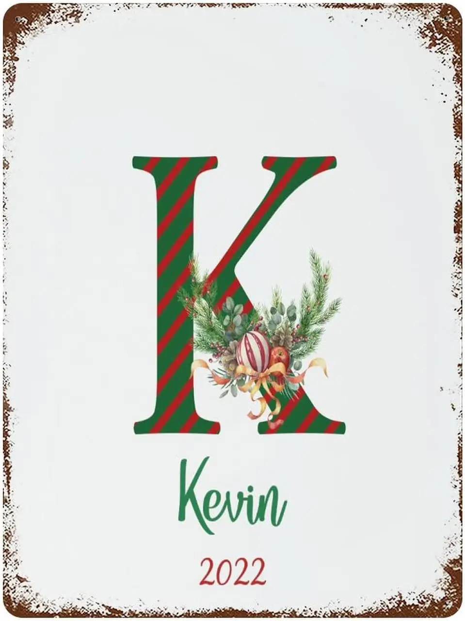 Custom Metal Signs Outdoor Personalized Name ; Initial K Letter Monogram Floral Alphabet Sign  Perfect Gift Vinta