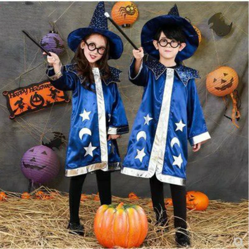 

Halloween Girl Dress Magician Role Play for Kids Clothing Cos Wizard Costume Cloak Costume Cosplay Children Witch Fancy Party