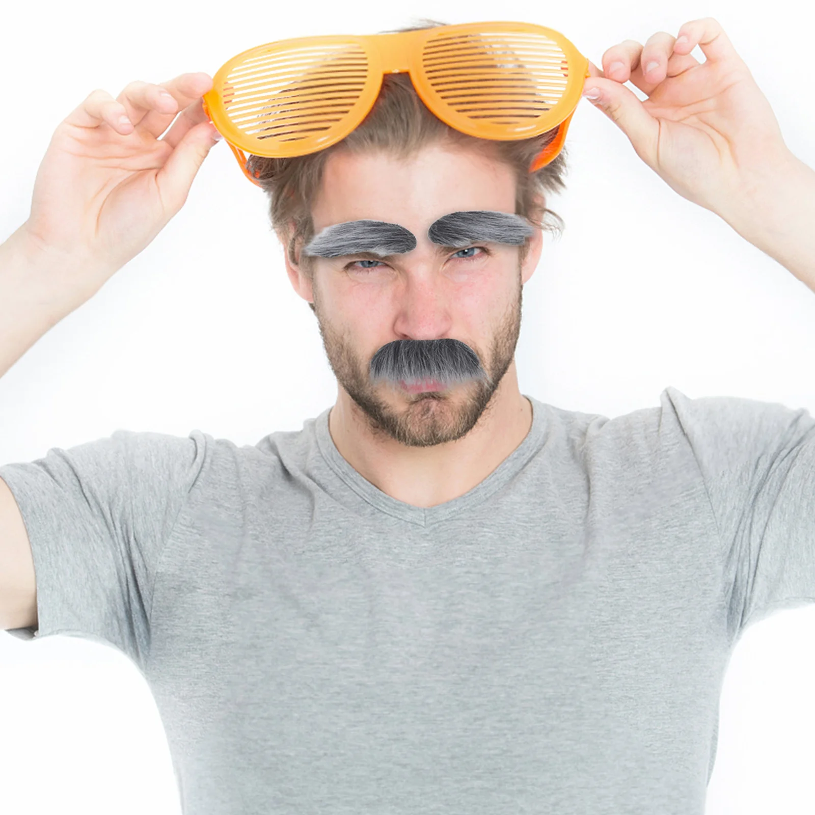 

12Sets Realistic Fake Beard Eyebrow Self Adhesive Lifelike Mustache and Eyebrow for Halloween Cosplay Party Costume Accessories