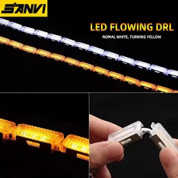 SANVI Dynamic LED Daytime Running Light Strip for Car Universal Auto Headlight Flowing White Yellow Strips Decorative Light 12V