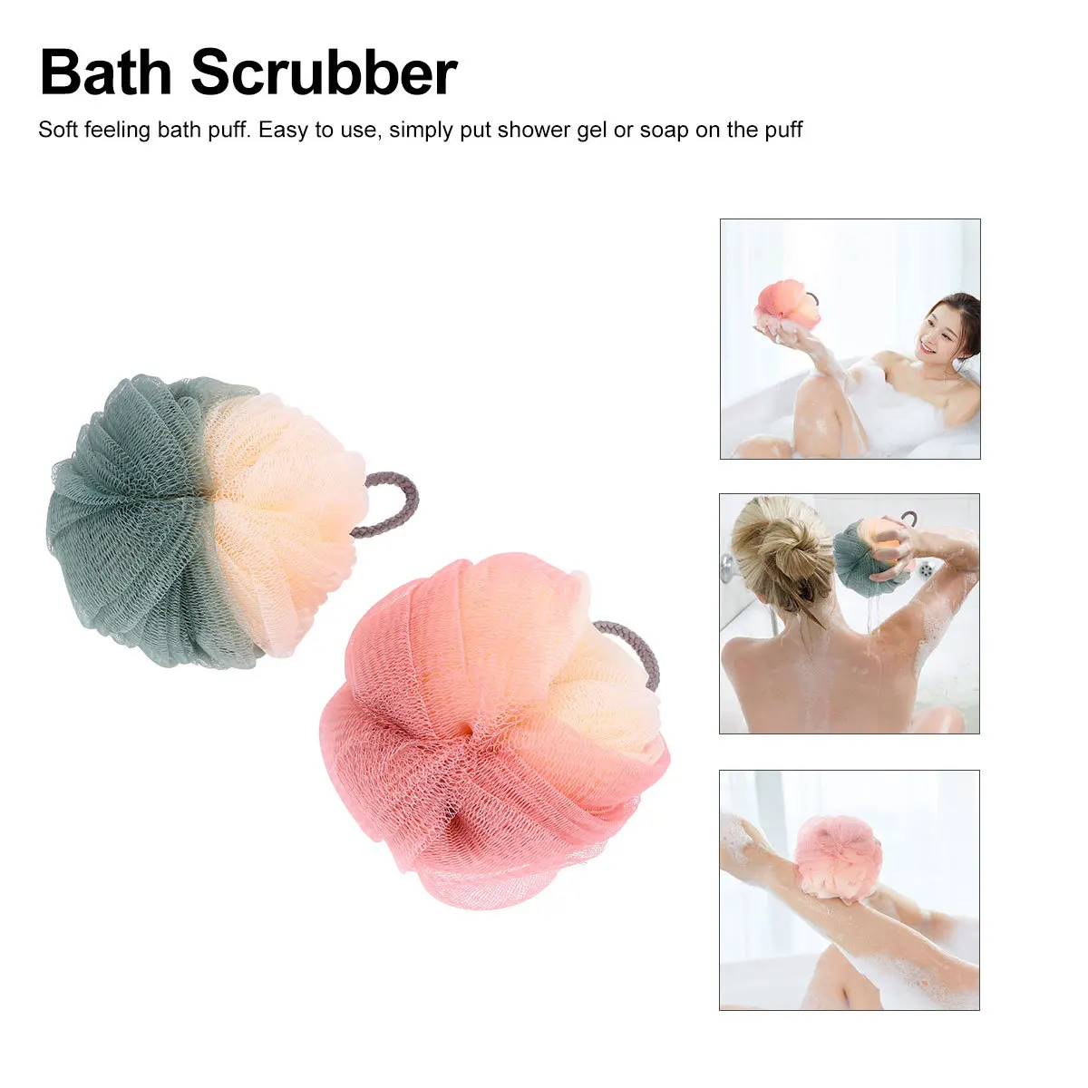 

2Pcs Colorful Bath Shower Ball Ecofriendly Materials Rich Bubbles Comfortable Grip Elegant Design Skin Cleaning Accessories