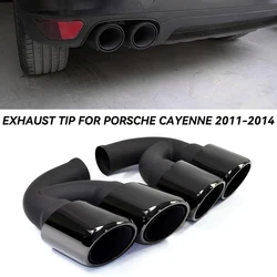 Quad Car Exhaust Tip para Porsche Cayenne, aço inoxidável 304, ponta do silenciador, tubo de escape do bocal, sistema de escape, 958, 2011-2014