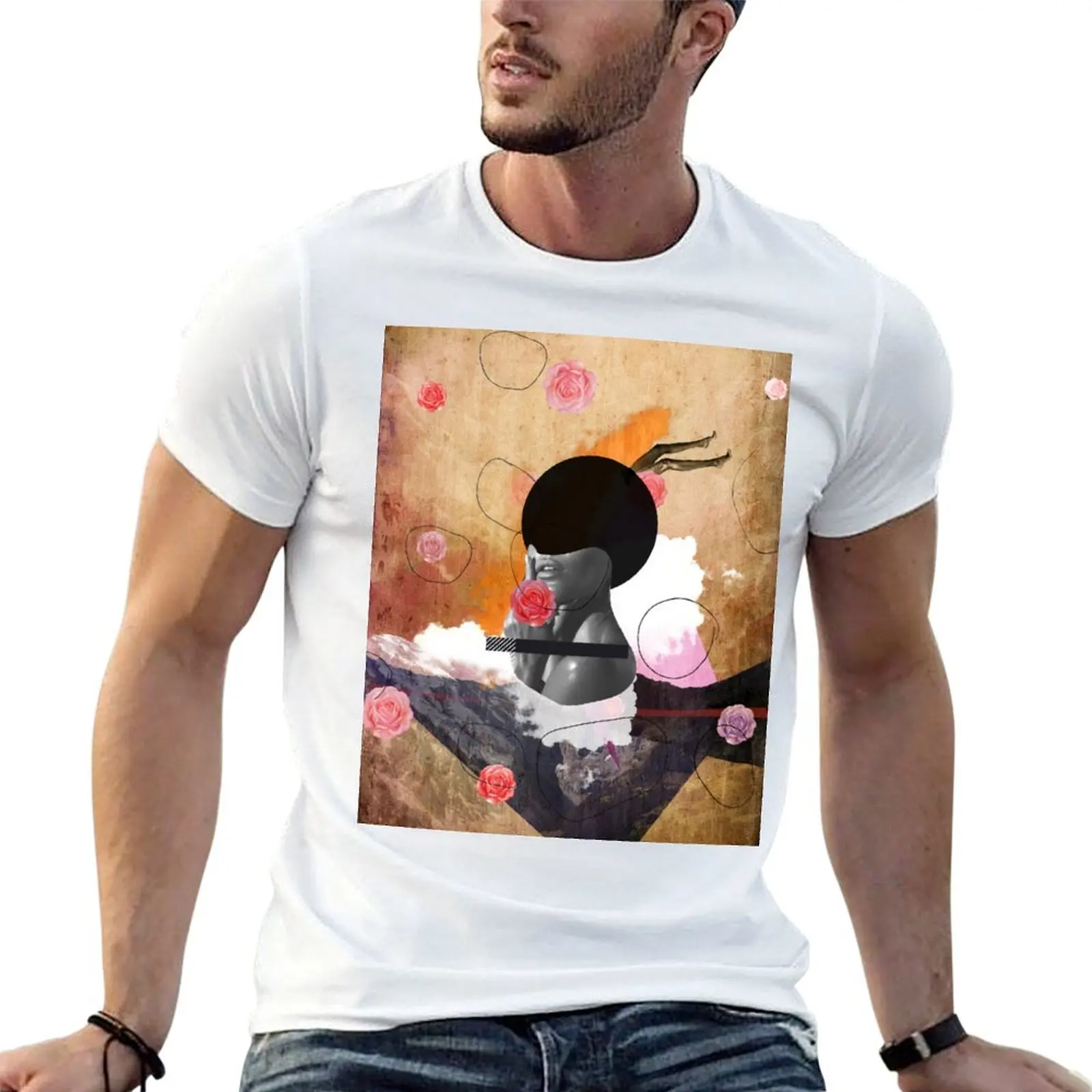Contemporary fashionistas floral collage T-Shirt Casual Daily Wear Short Sleeve Top