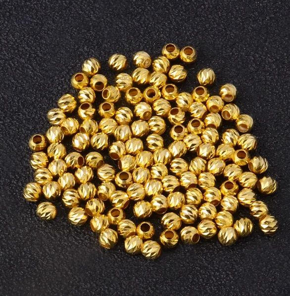 18k gold beads au750 jewelry accessories karat gold balls 2mm rose gold beads white gold beads 3 colors wholesale