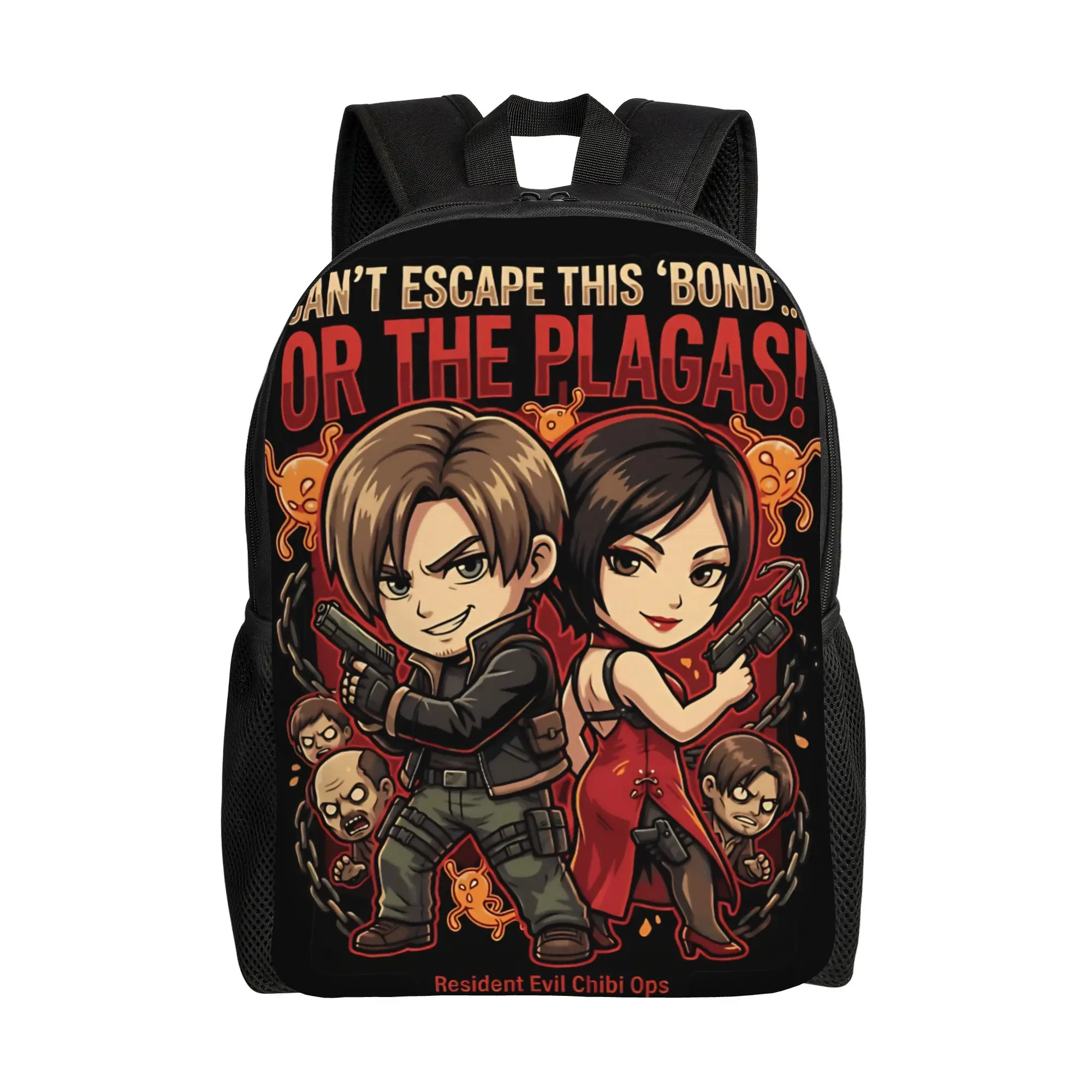 

Рюкзак Leon and Ada Resident Evil в стиле чиби, уличный рюкзак для мальчиков, забавные школьные сумки, красочный дышащий рюкзак