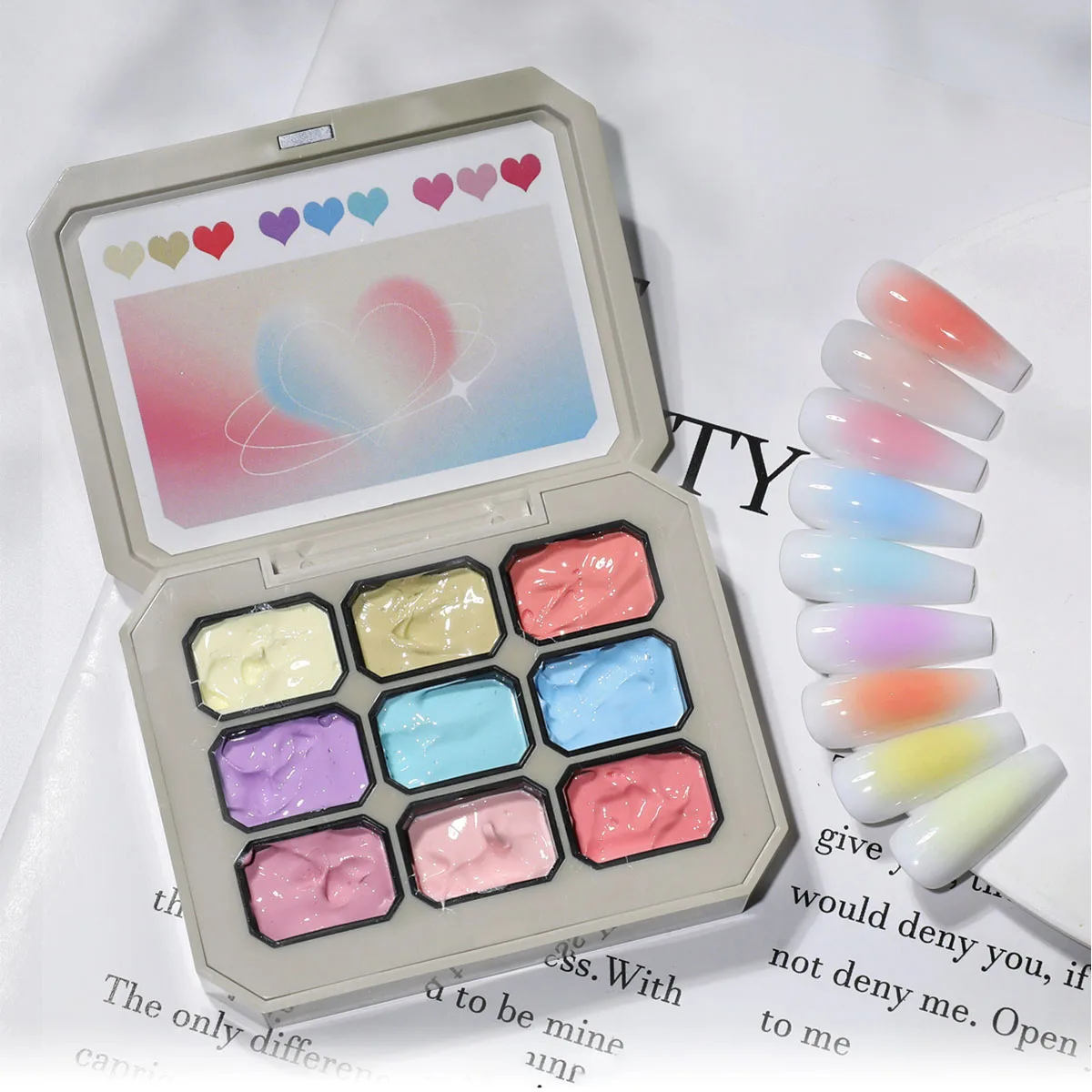 1pc Solid Makaron nail polish Gel 9 Grid Color Paint Gel High Saturation Thick Patching Gel UV&LED Nail Art Creation 3D Diy INS view 2