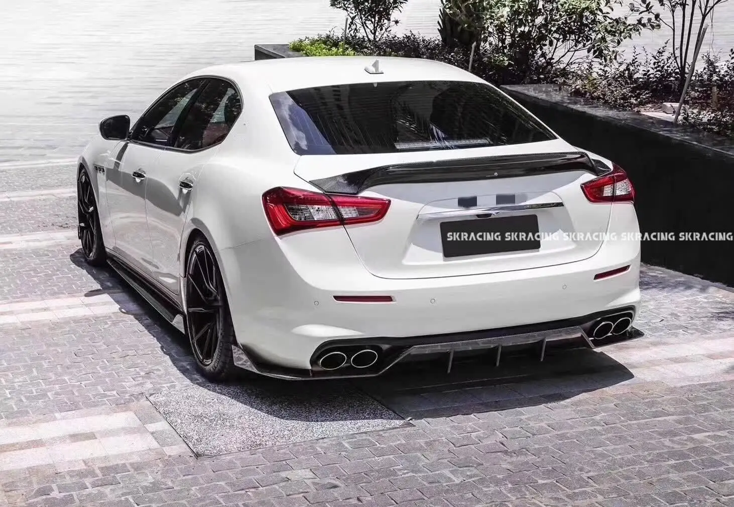 สำหรับ Maserati Ghibli 2014 + ชุดบอดี้สปอยเลอร์ด้านหน้าคาร์บอนไฟเบอร์แท้