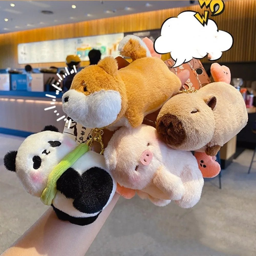 Cute PP Cotton Capybara Doll Keychain Pig Panda Plush Dog Pendant Stuffed Mental Love Animal Key Ring Gift