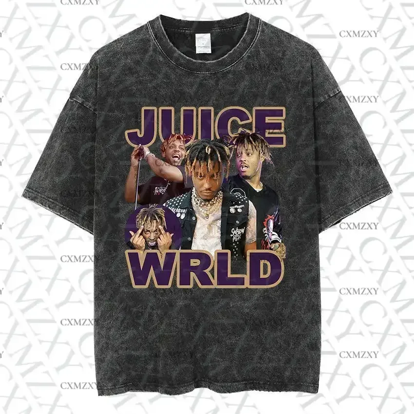 

Rapper JUICE.WRLD Vintage Wash T-Shirt Hip Hop Bro Style Short Sleeve Men and Women