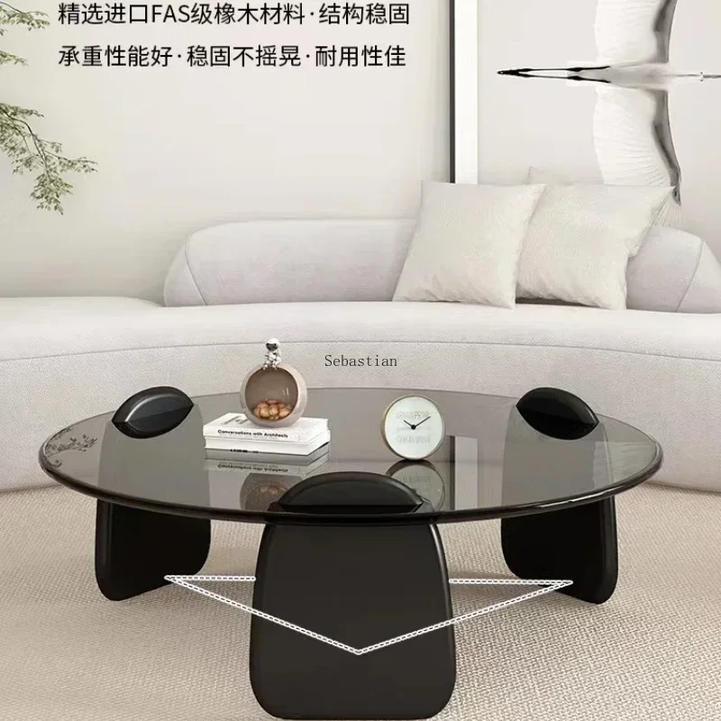 Tempered Glass Coffee Table, Living Room, Nordic Light Luxury Italian Minimalist Tea Table Mesas, Household Circular Combination