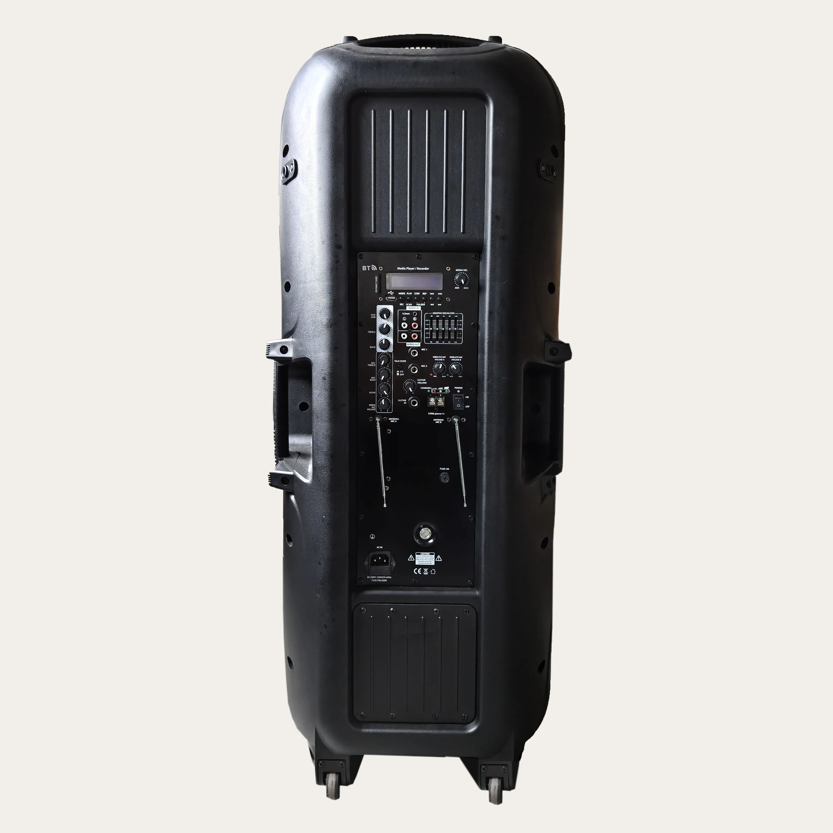 2000 Watt Digital Audio Speaker Professional Audio System 15 Inch * 2 BT High Performance Rechargeable Plastic Business Club