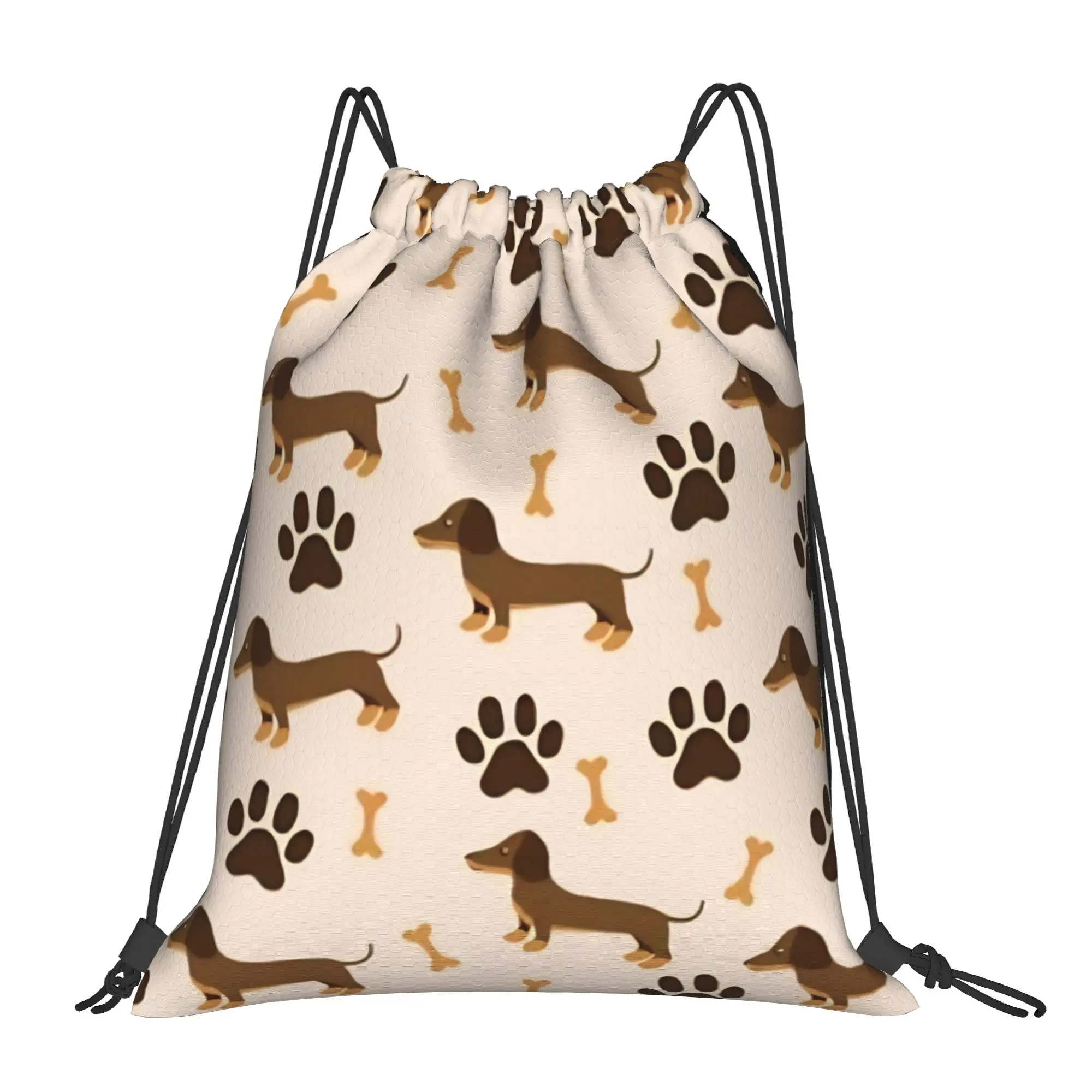 Dachshund Backpack Drawstring Sports Bags Gym Bag Water Resistant Dogs Animal String Sackpack for Running 36cm (W) x 43cm (H)