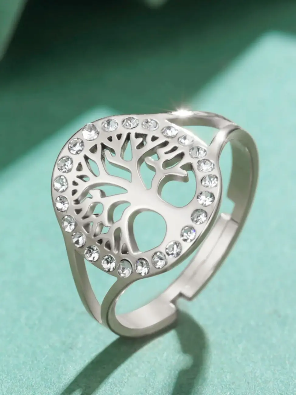 LIKGREAT-Bague Amulette Arbre de Vie Ajustable pour Homme et Femme, Bijoux en Acier Inoxydable, Cadeau, Nouveau