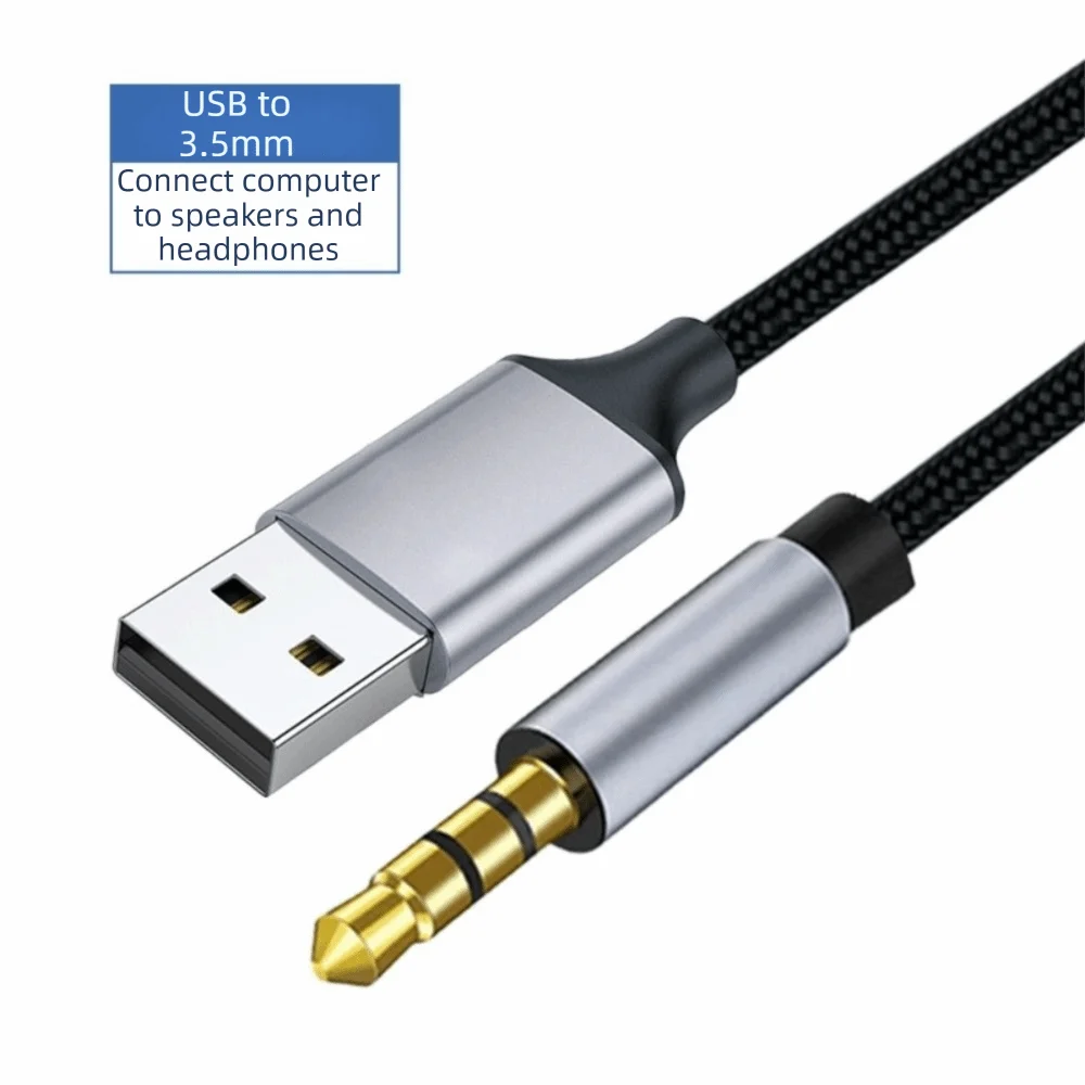 Round Hole USB Audio Cable Cd Grade Sound Quality Extension Audio Line AUX Audio Cable USB To 3.5mm Cable for Car Stereo