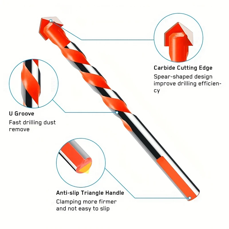 Brocas de piezas para perforación de Metal duro, acero, azulejo, hormigón, vidrio, ladrillo, madera, juego de brocas centrales de 6-12mm, 10 unidades