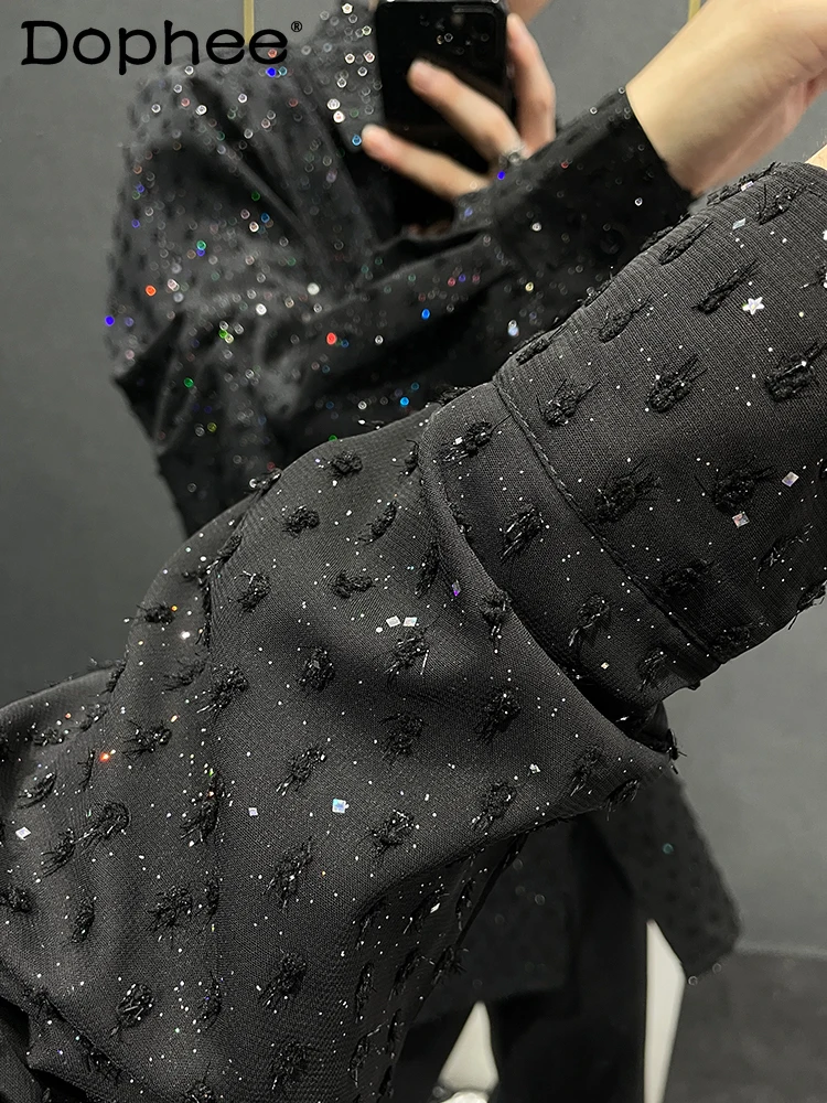 

Male Stylish Starry Sky Hot Diamond Long-sleeve Shirts Men's 2025 Spring Autumn New Sequined Tops Fashion Loose Handsome Shirts