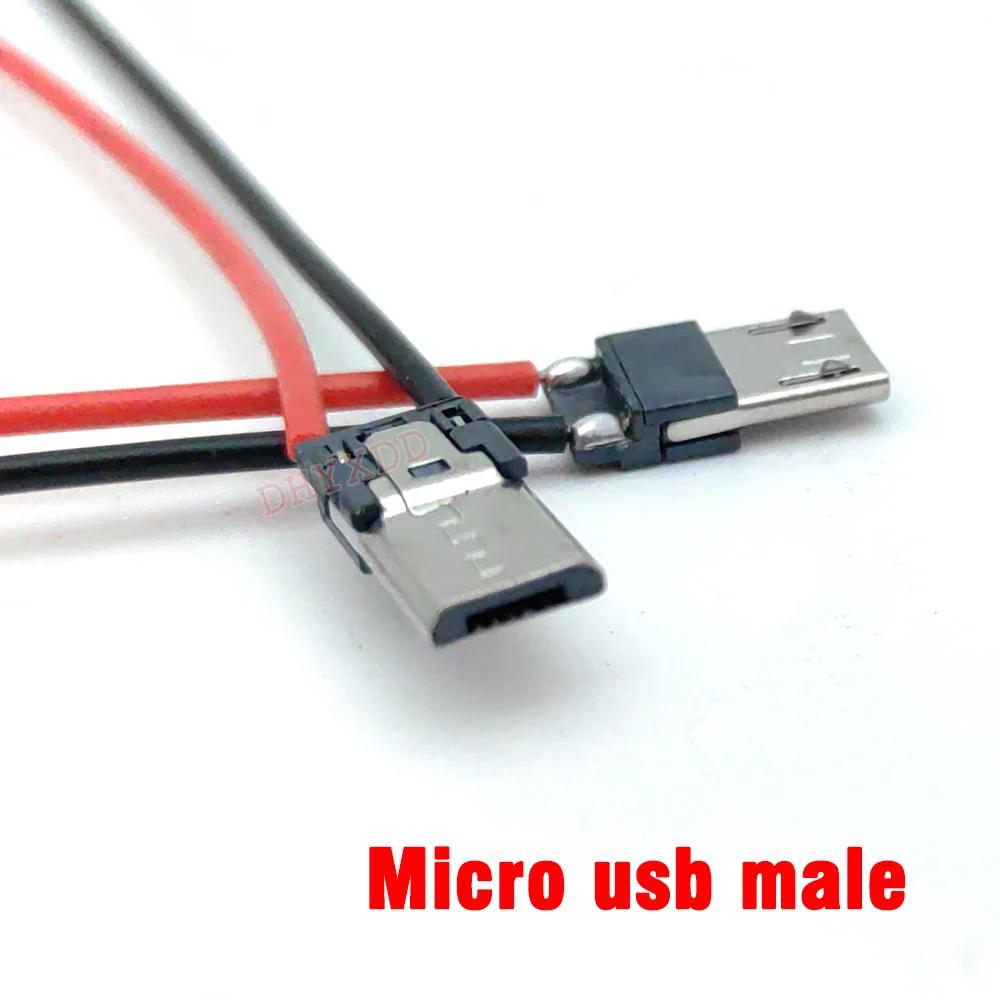 5Pcs Micro USB 2Pin Horizontal / Vertical 2P Simple Soldered Male Plug-in Board Quick Charging USB Connector