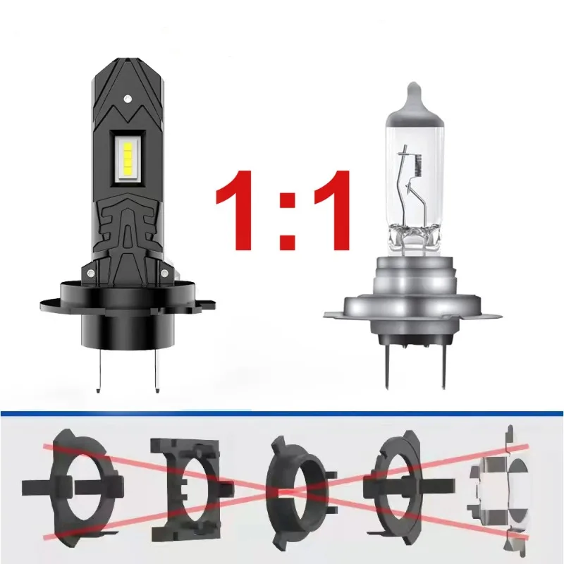 Car LED Headlight Direct Plug-in H7 1:1 Integrated Mini Non-Destructive Installation 15W/each Color Temperature 6000K±500k