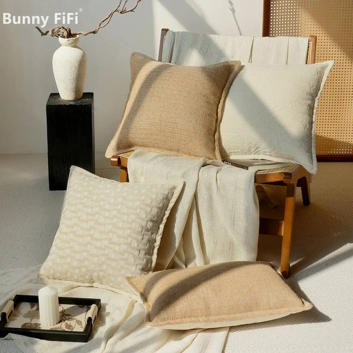 Boho Striped Soft Luxury Cushion Cover Chenille Modern Comfortable Fabric Decorative Throw Pillow Case For Sofa Bed Home Decor