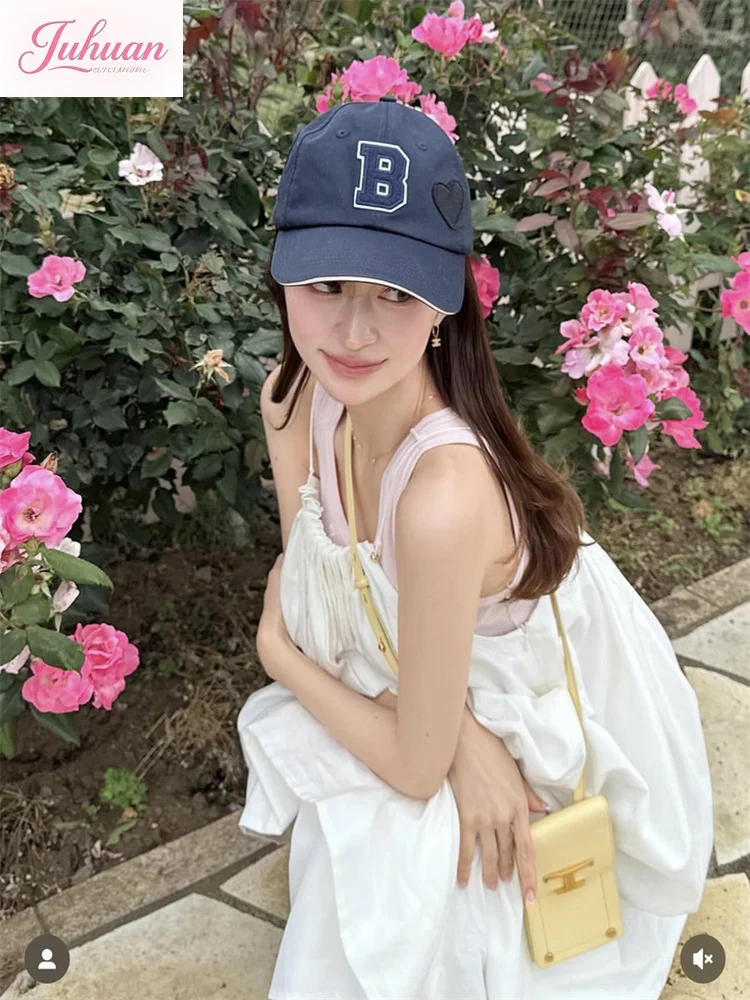 Japanese Fashion Casual Letter Embroidered Caps Autumn and Winter New Girl's Woman's Sweet Baseball Hats Student Daily Sun Hat