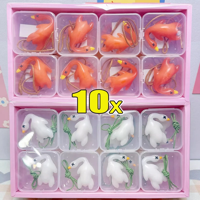 1-10PCS Cartoon Cute Anime Color-Changing Roast Duck Pendant Diy Kawaii Car Accessories Keychain Back Packaging Accessories
