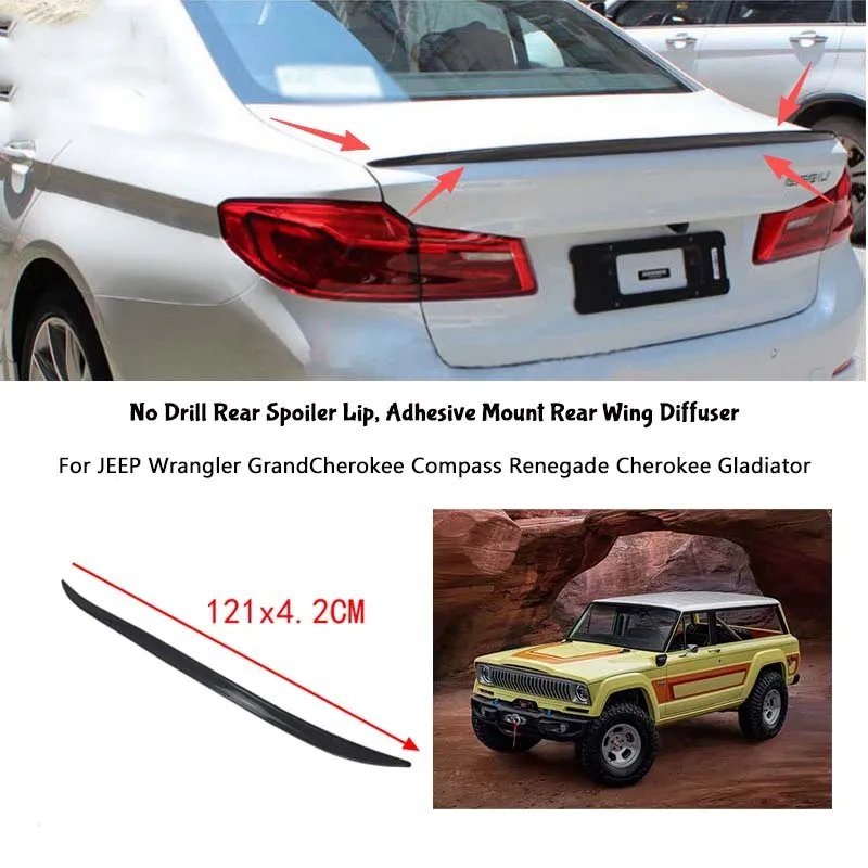 For JEEP Wrangler GrandCherokee Compass Renegade Cherokee Gladiator Rear Wing Lip Car Rear Trunk Boot Lip Spoiler Wing