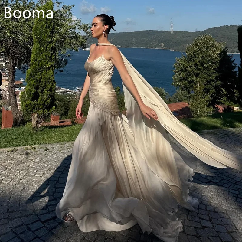 

Booma Simple Pleat Mermaid Long Wedding Dresses Strapless Sleeveless Elegant Brides Gown Custom Made 2025