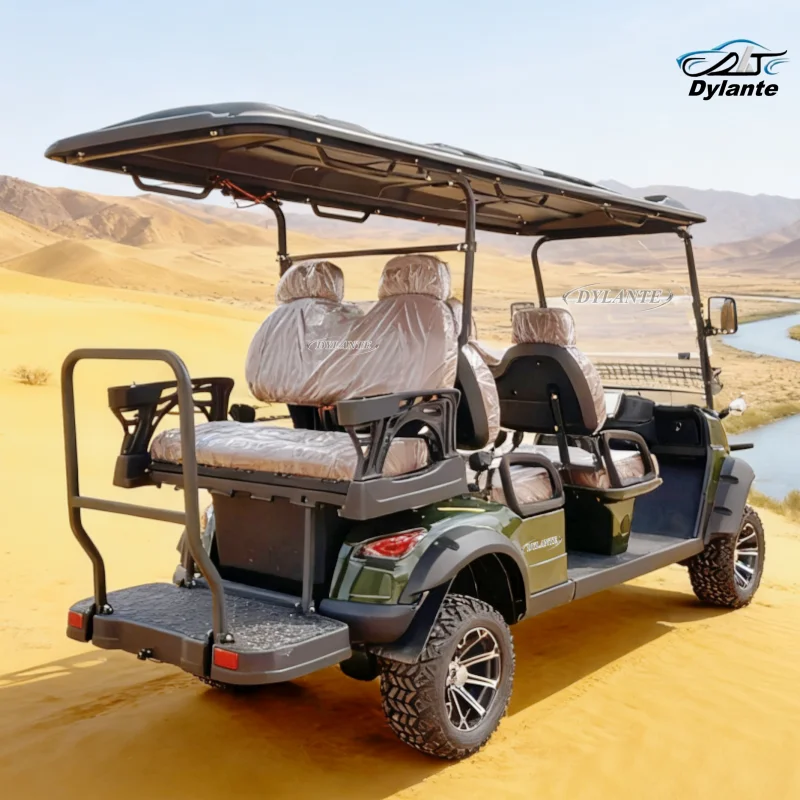 

6-местная 48 В 60 В тележка для гольфа с литиевой батареей, боковое зеркало для взрослых с поворотным светом, аварийный переключатель мигалки, электрическая тележка для гольфа