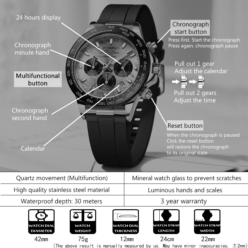 ZUNPAI Original Watch for Men Waterproof Sports Rubber Diving Wristwatches Golden 2024New Fashion Luxury TOP Brand