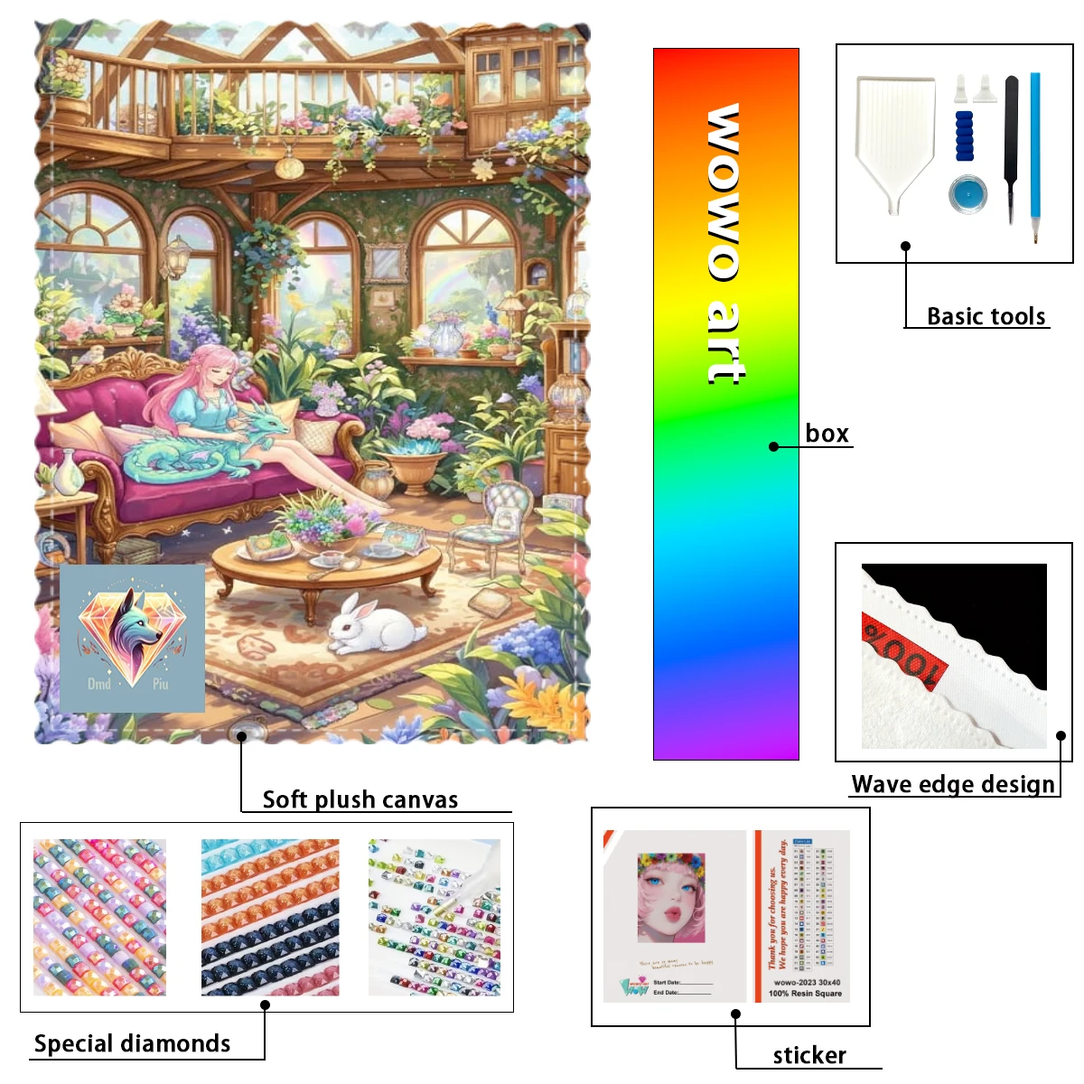 

【Piu Diamond Art】Домик для девочки и дракона-талисмана, стразы Crystal AB, стразы FD, идеальные стразы из смолы