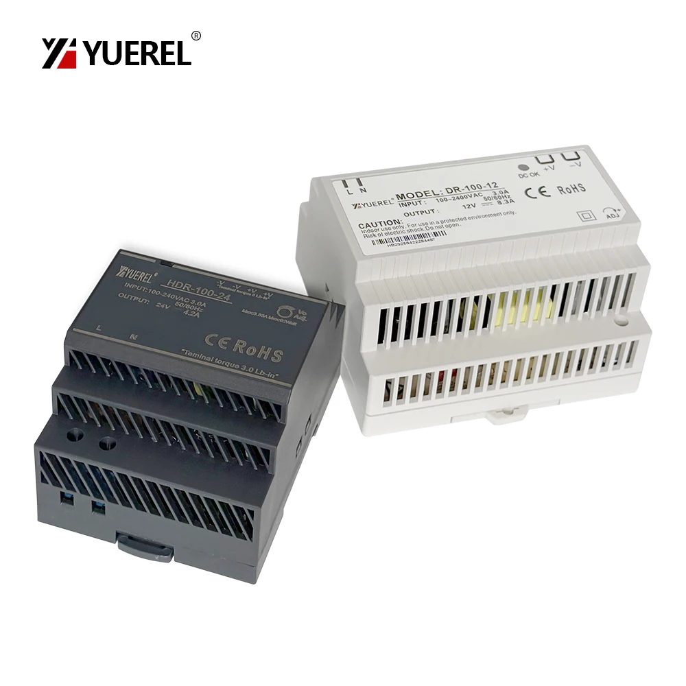 DR100W  HDR100W 12V 8.3A 24V 4.2A  3.83A 48V 1.92A Switching Power Supply DIN Rail Type Transformer