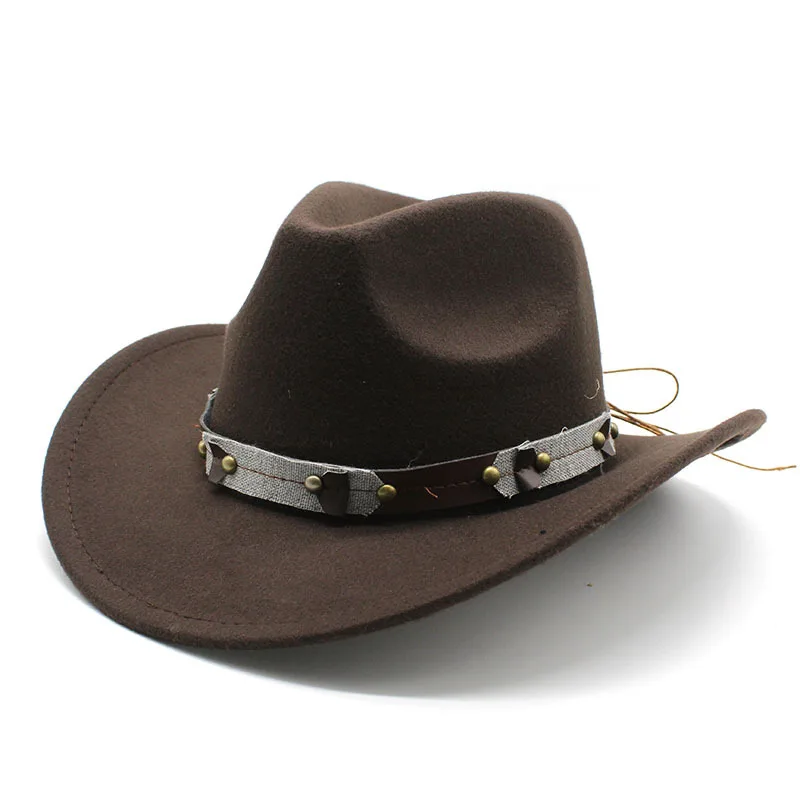 

2023 Western Cowboy Hat Foreign Trade Cross-border Felt Cap Ethnic Style Wholesale Men's And Women's Tibetan-style Curler Hat