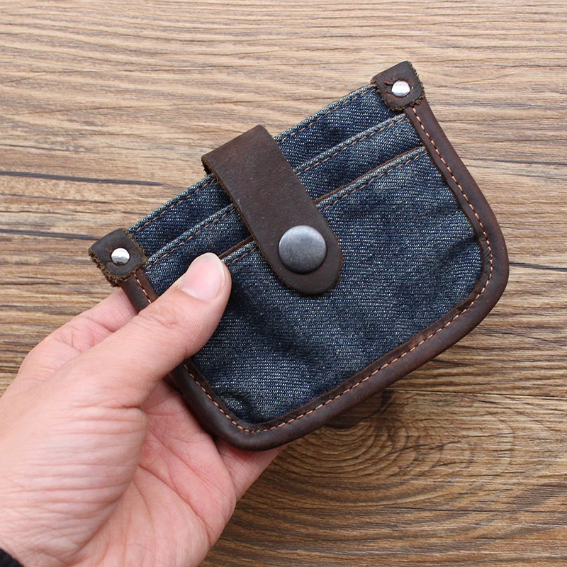 

Retro Japanese Sle Denim Card Holder Multi-Slot Men's Wallet Driver's License Passport Magnetic Field Protection Credit Car...