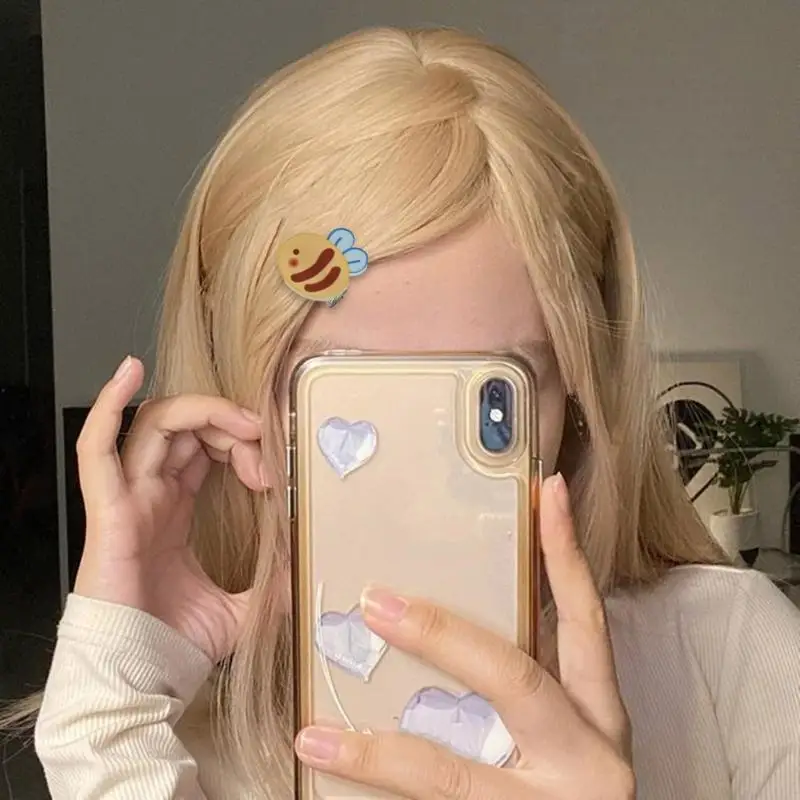 M6CD 2PCSハニービーヘアクリップカラフルなヘアピンセーフヘアクリップ漫画ヘッドウェア