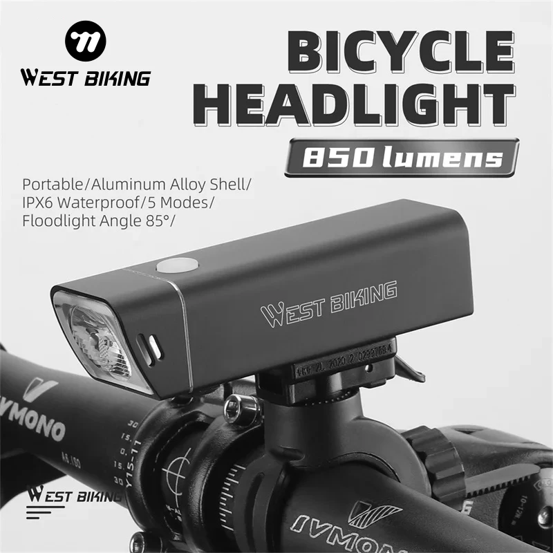 WEST BIKING Anti-Glare Bicycle Headlight Portable Rechargable Flashligt Waterproof Aluminum Alloy LED MTB Road Bike Front Light