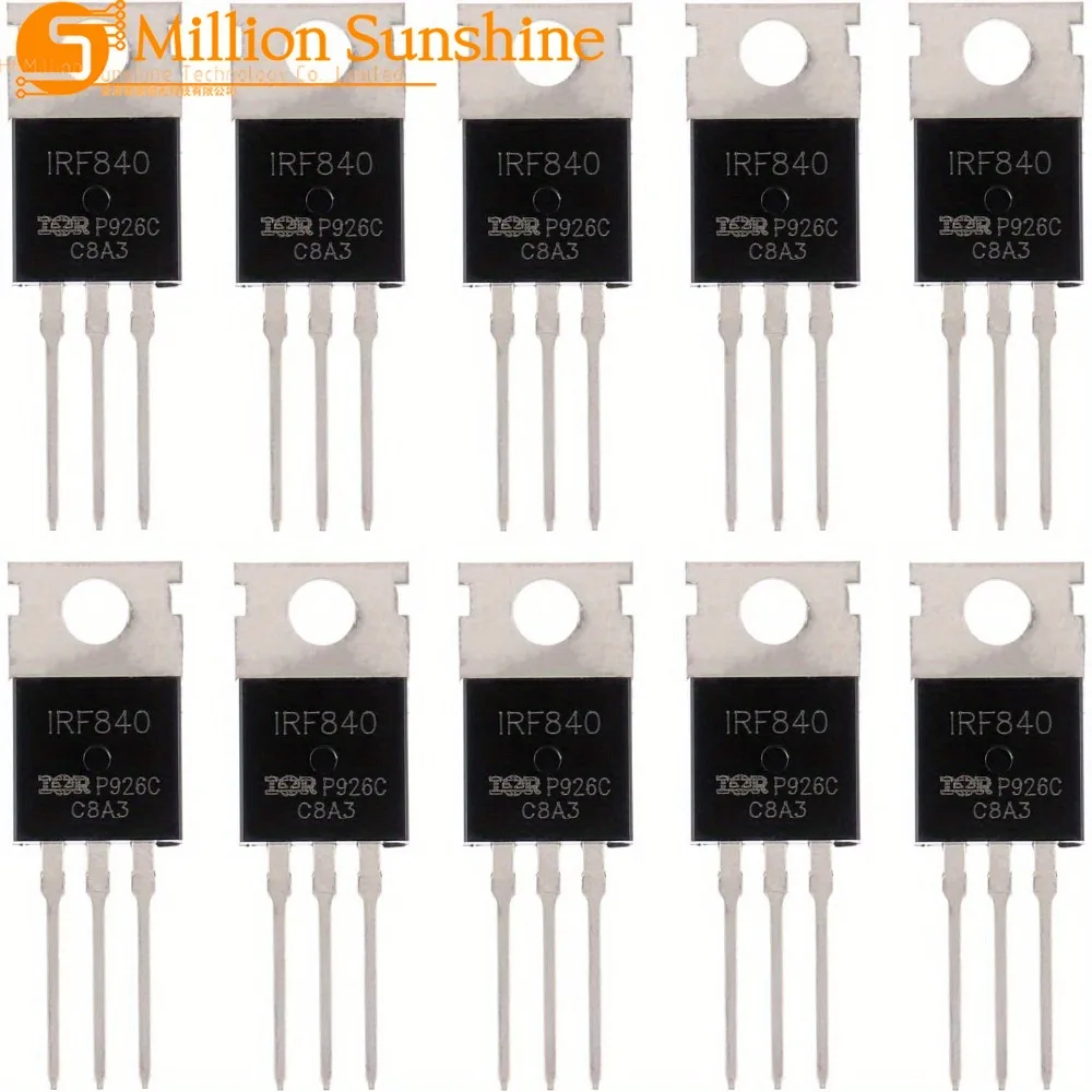 10pcs IRF840N IRF840 Power MOSFET N-Channel 500V 8A TO-220AB Transistor for Switch Mode Power (SMPS) Inverters Motor Controls